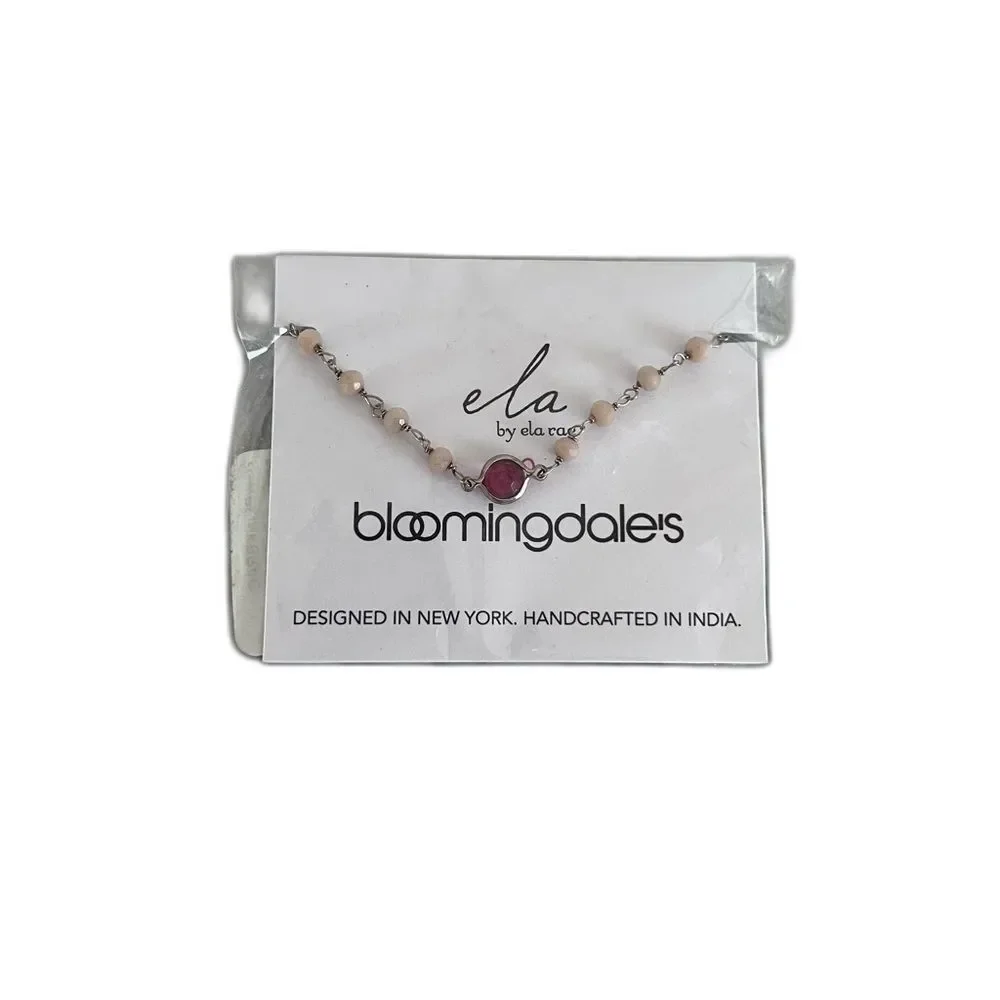 Ela by Ela Rae Pink Semi Precious Gemstone Bracelet Gold Dainty Stacking